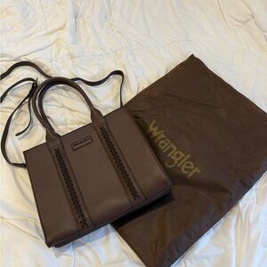 Wrangler Dark Brown Tote with Braided Detail